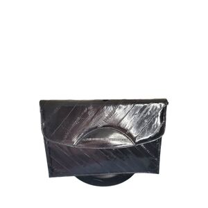 Lee Sands Vintage Eel Skin Supple Leather Shoulder Bag/Clutch Black